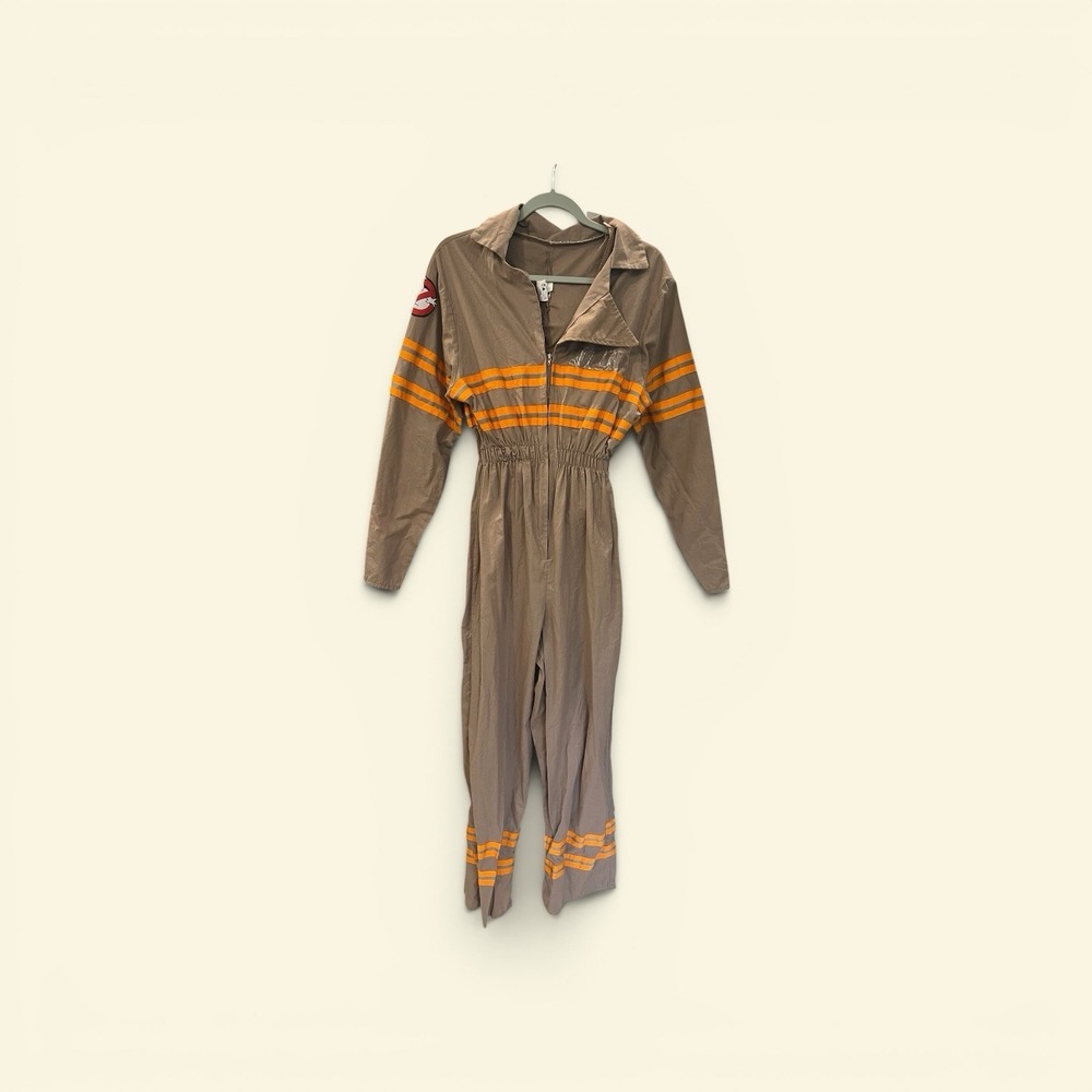 Ghostbusters Costume Adult Large Jumpsuit Gray Orange Stripes Halloween Cosplay